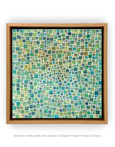 Green Squares | Framed Giclee Print on Canvas